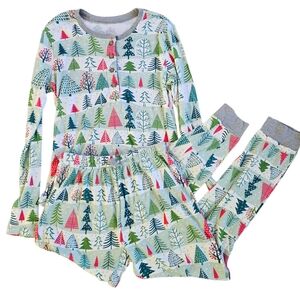 The Honest Company Multicolor Christmas Tree Print Pajama Set